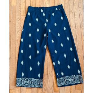 Soft Surroundings Lohara Linen Embroidered Wide Leg Pants Medium Cottagecore